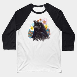 Floral Raven Baseball T-Shirt